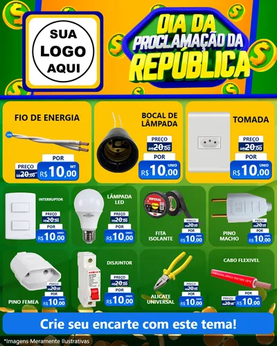Modelo de Rede Social para Feed Instagram com o tema Dia Da Proclamação da República para Materiais Elétricos