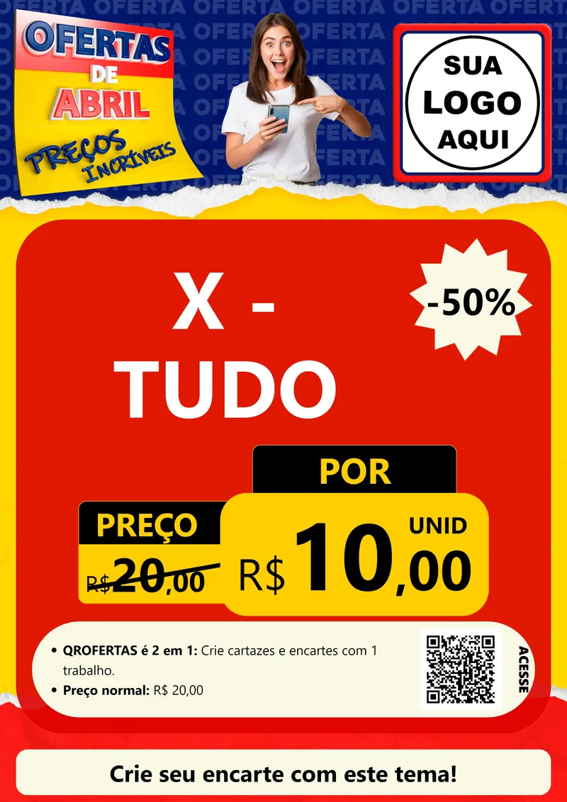 Modelo de Cartaz para Cartaz A4 Vertical com o tema Ofertas de Abril - Preços Incríveis para Hamburgueria