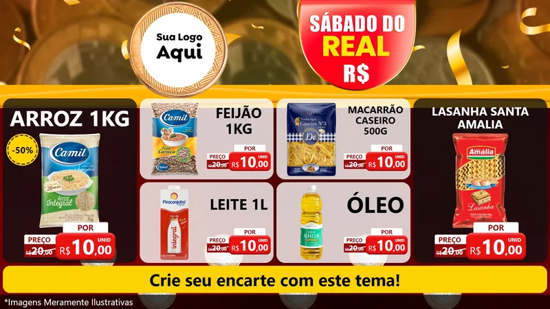 Modelo de TV para TV Horizontal com o tema Sábado do Real para Supermercado