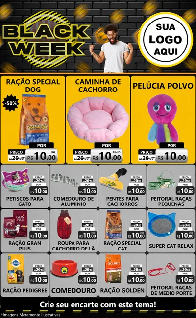 Modelo de Encarte para Encarte Grande com o tema Black Week para Pet Shop