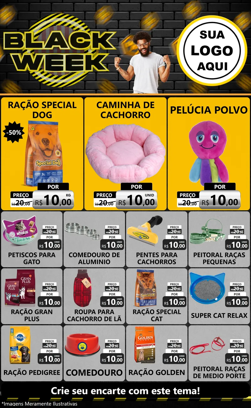 Modelo de Encarte para Encarte Grande com o tema Black Week para Pet Shop