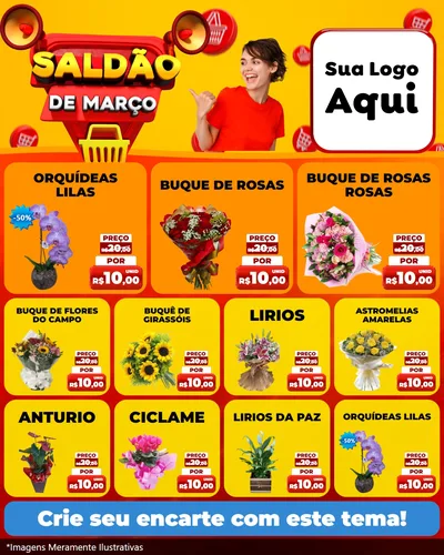 Modelo de Rede Social para Feed Instagram com o tema Saldão de Março para Floricultura e jardim