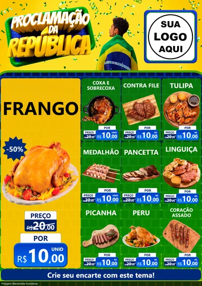 Modelo de Encarte para Encarte A4 Vertical com o tema Proclamação da República para Assados