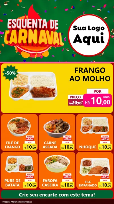 Modelo de Rede Social para Stories com o tema Esquenta de Carnaval para Restaurante