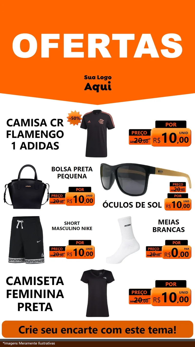 Modelo de TV para TV Vertical com o tema Ofertas Laranja Cartaz para Roupas e acessórios