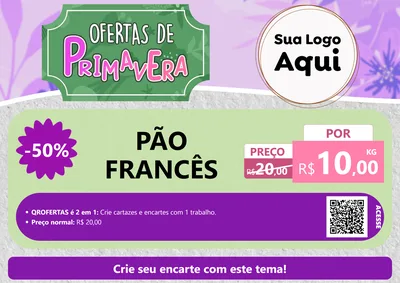 Modelo de Cartaz para Cartaz A4 Horizontal com o tema Ofertas de Primavera para Padaria