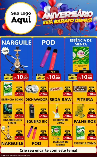Modelo de Encarte para Encarte Grande com o tema Aniversário para Tabacaria