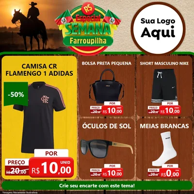 Modelo de Rede Social para Feed Facebook com o tema Especial Semana Farroupilha para Roupas e acessórios