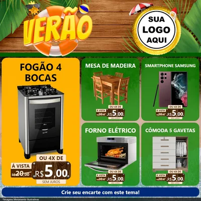 Modelo de Rede Social para Feed Facebook com o tema Verão para Móveis e Eletro
