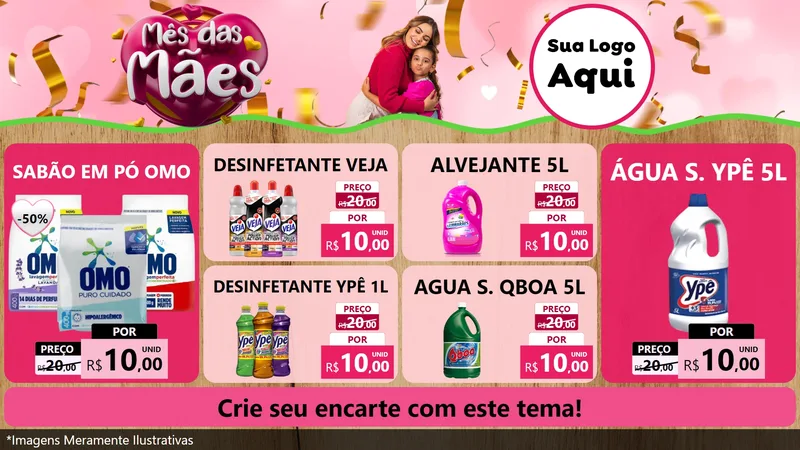 Modelo de TV para TV Horizontal com o tema Mês das Mães para Produtos de Limpeza