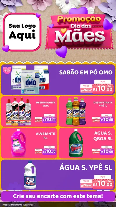 Modelo de TV para TV Vertical com o tema Promoção Dia das Mães para Produtos de Limpeza