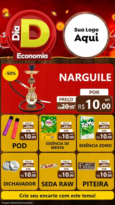Modelo de Rede Social para Stories com o tema Dia D Economia para Tabacaria