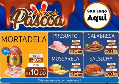 Modelo de Encarte para Encarte A4 Horizontal com o tema Ofertas de Páscoa para Frios e Laticínios
