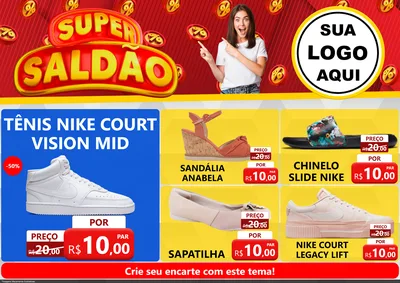 Modelo de Encarte para Encarte A4 Horizontal com o tema Super Saldão para Calçados