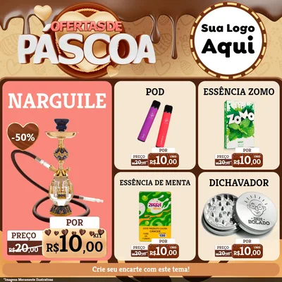 Modelo de Rede Social para Feed Facebook com o tema Ofertas de Páscoa para Tabacaria
