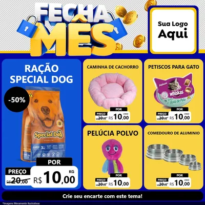Modelo de Rede Social para Feed Facebook com o tema Fecha Mês para Pet Shop