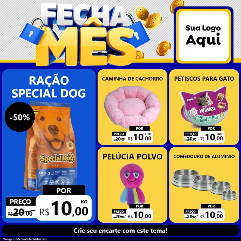 Modelo de Rede Social para Feed Facebook com o tema Fecha Mês para Pet Shop