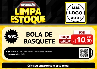 Modelo de Cartaz para Cartaz A4 Horizontal com o tema Operação Limpa Estoque para Artigos Esportivos