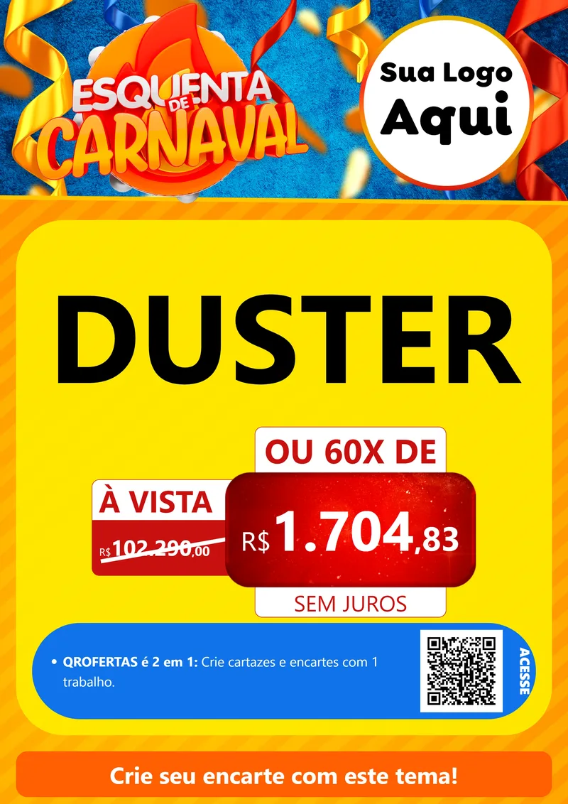 Modelo de Cartaz para Cartaz A4 Vertical com o tema Esquenta de Carnaval para Concessionaria de Carros