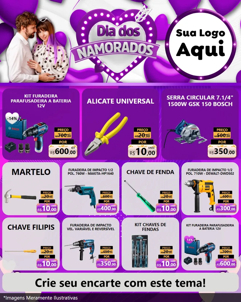 Modelo de Rede Social para Feed Instagram com o tema Dia dos Namorados para Maquinas e Ferramentas
