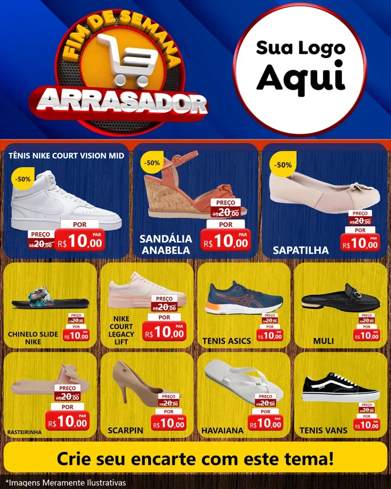 Modelo de Rede Social para Feed Instagram com o tema Fim De Semana Arrasador para Calçados