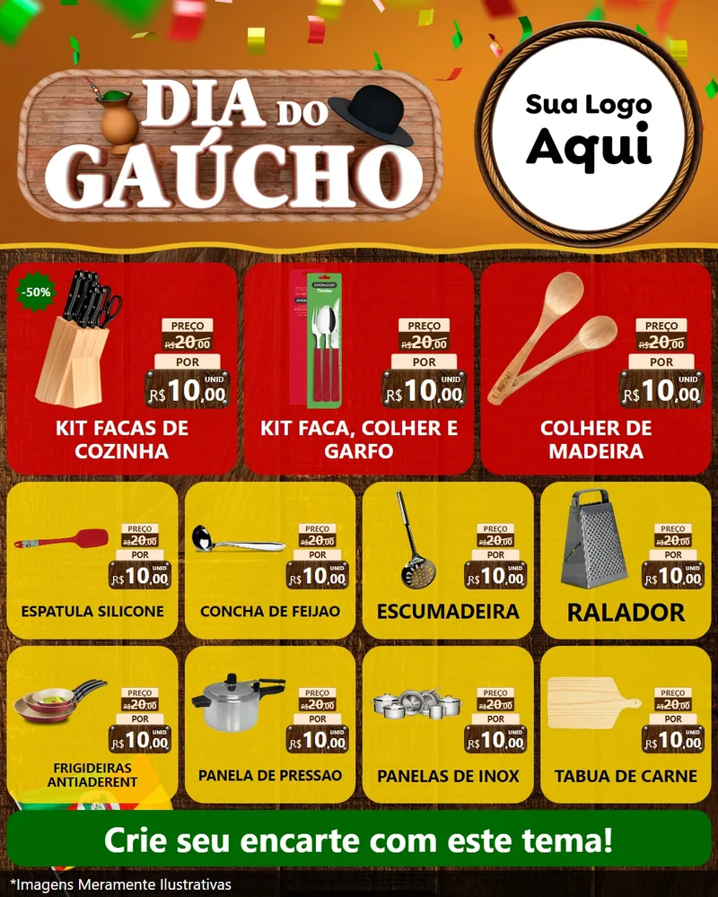 Modelo de Rede Social para Feed Instagram com o tema Dia do Gaúcho para Utilidades Domésticas