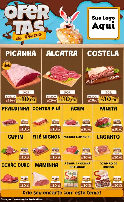 Modelo de Encarte para Encarte Grande com o tema Ofertas de Páscoa para Açougue