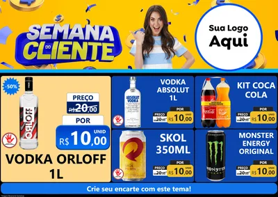 Modelo de Encarte para Encarte A4 Horizontal com o tema Semana do Cliente para Distribuidora de bebidas