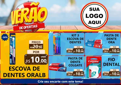 Modelo de Encarte para Encarte A4 Horizontal com o tema Verão de Ofertas para Higiene Pessoal