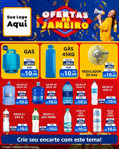 Modelo de Rede Social para Feed Instagram com o tema Ofertas de Janeiro para Água e gás
