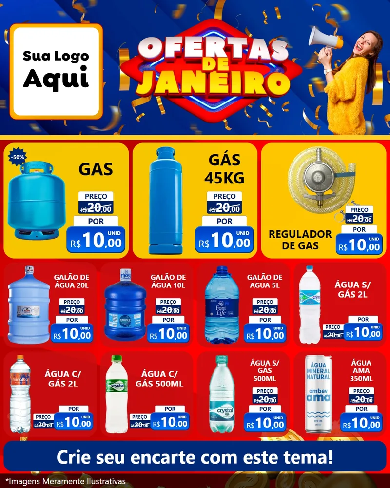Modelo de Rede Social para Feed Instagram com o tema Ofertas de Janeiro para Água e gás