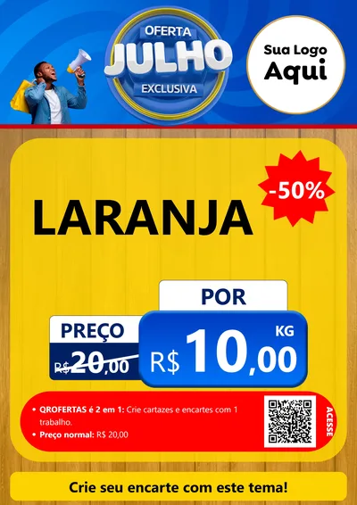Modelo de Cartaz para Cartaz A4 Vertical com o tema Oferta Exclusiva, Julho para Hortifrúti