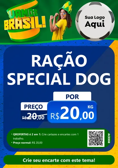 Modelo de Cartaz para Cartaz A4 Vertical com o tema Vamos Brasil - Copa para Pet Shop