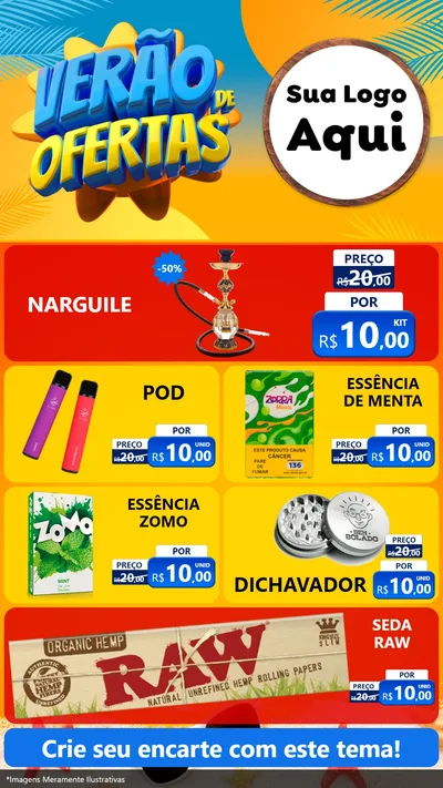 Modelo de TV para TV Vertical com o tema Verão de Ofertas para Tabacaria