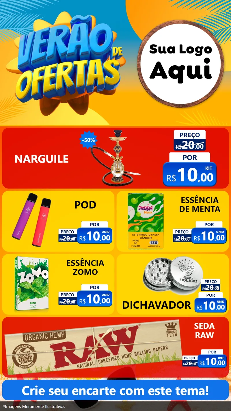 Modelo de TV para TV Vertical com o tema Verão de Ofertas para Tabacaria