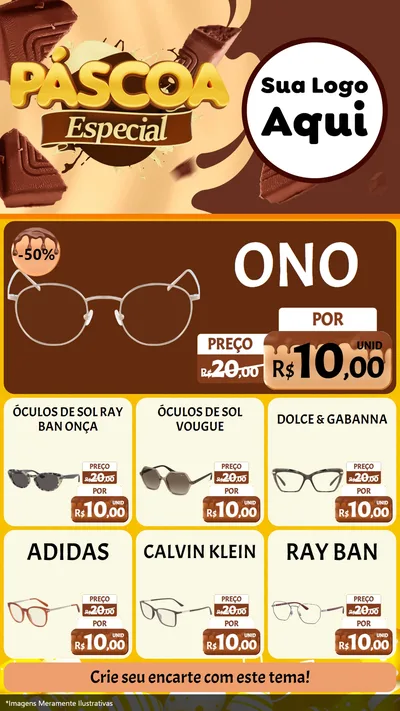 Modelo de Rede Social para Stories com o tema Páscoa Especial para Óticas