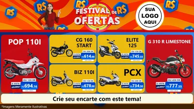 Modelo de TV para TV Horizontal com o tema Festival de Ofertas para Concessionaria de Motos