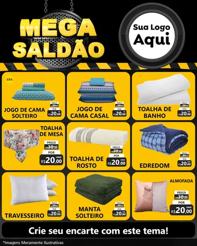 Modelo de Rede Social para Feed Instagram com o tema Mega Saldão para Cama, Mesa e Banho