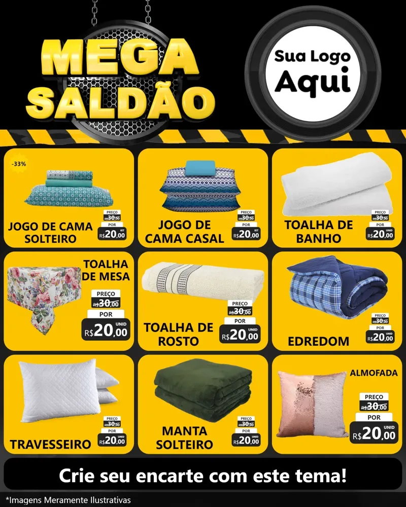 Modelo de Rede Social para Feed Instagram com o tema Mega Saldão para Cama, Mesa e Banho