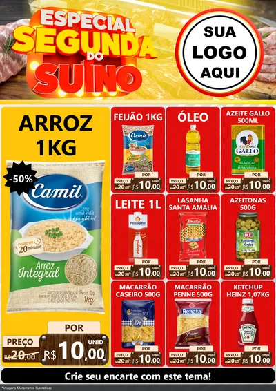 Modelo de Encarte para Encarte A4 Vertical com o tema Especial Segunda do Suíno