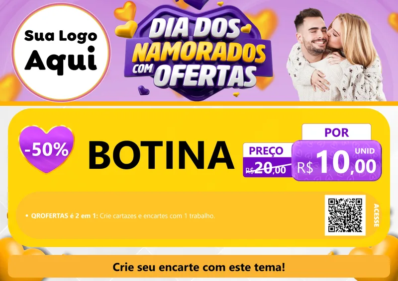 Modelo de Cartaz para Cartaz A4 Horizontal com o tema Dia Dos Namorados Com Ofertas para Agropecuária