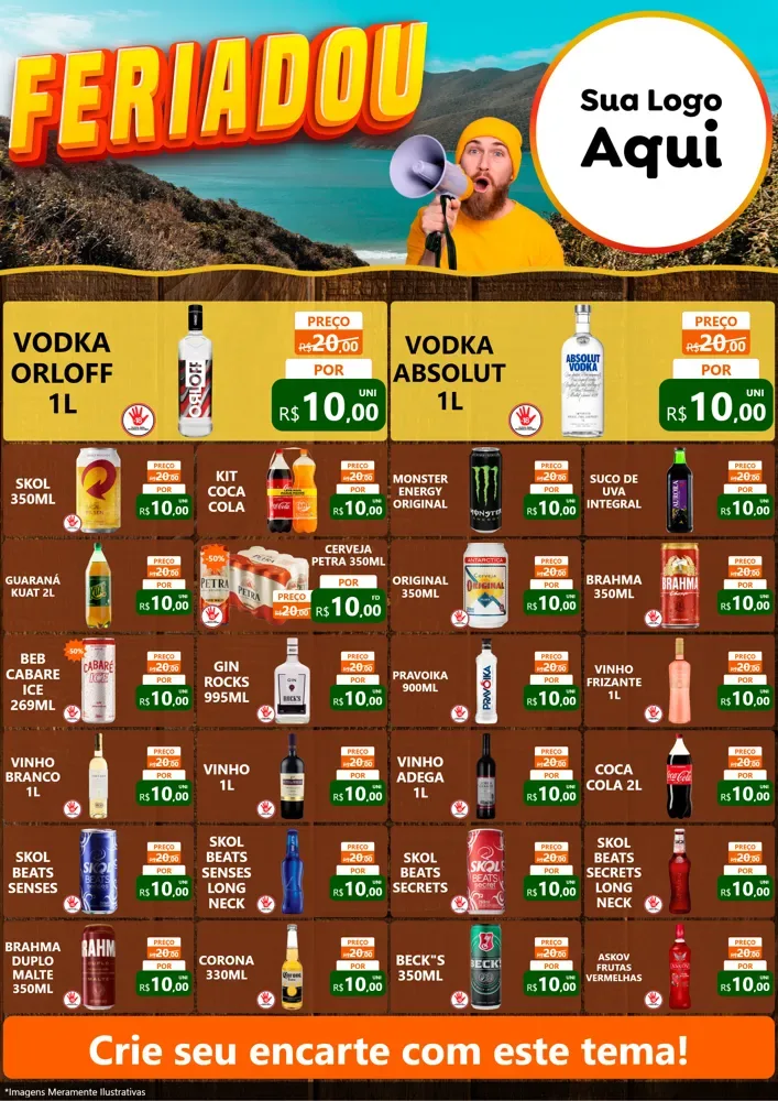 Modelo de Encarte para Encarte A4 Vertical com o tema Feriadou para Distribuidora de bebidas