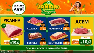 Modelo de TV para TV Horizontal com o tema Janeiro - Economia Garantida para Açougue