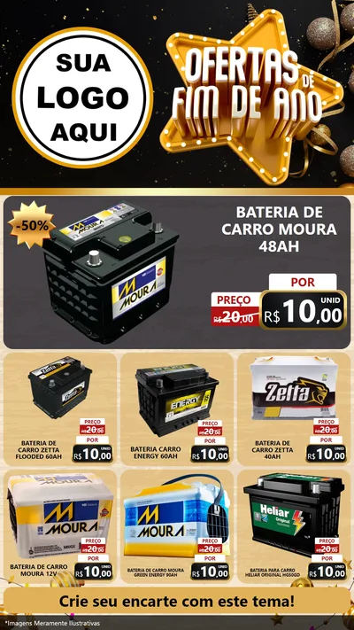 Modelo de Rede Social para Stories com o tema Ofertas de Fim de Ano para Baterias Elétricas