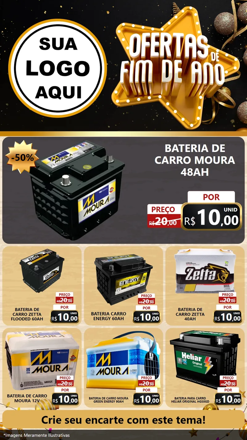 Modelo de Rede Social para Stories com o tema Ofertas de Fim de Ano para Baterias Elétricas