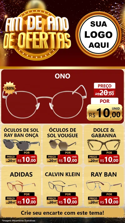 Modelo de Rede Social para Stories com o tema Fim de Ano de Ofertas para Óticas