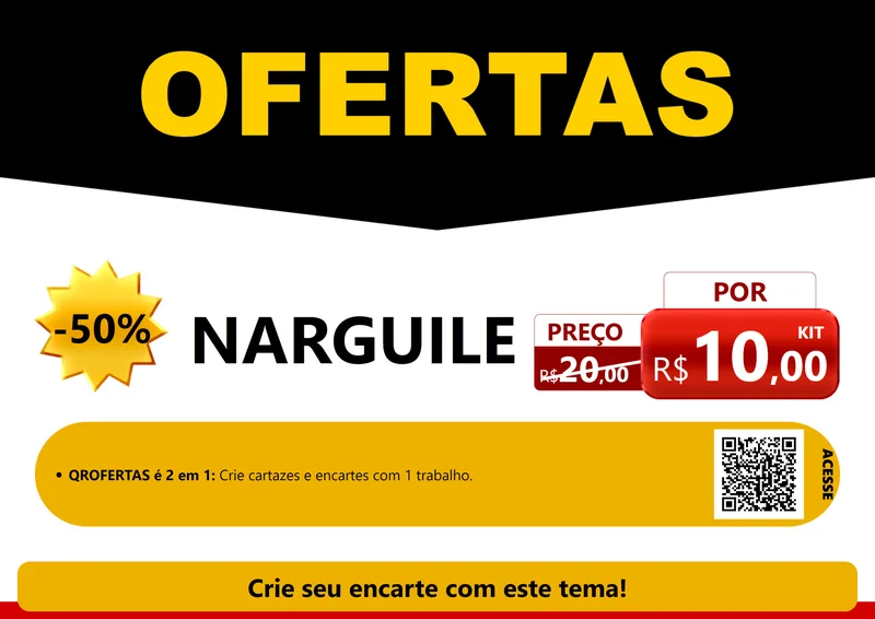 Modelo de Cartaz para Cartaz A4 Horizontal com o tema Ofertas Preto e Vermelho Cartaz para Tabacaria