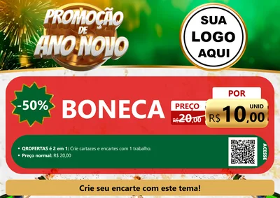 Modelo de Cartaz para Cartaz A4 Horizontal com o tema Promoção de Ano Novo para Brinquedos