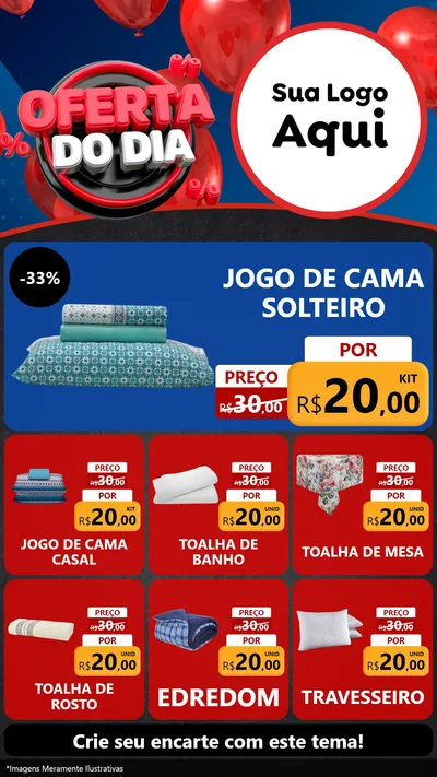 Modelo de Rede Social para Stories com o tema Oferta do Dia para Cama, Mesa e Banho