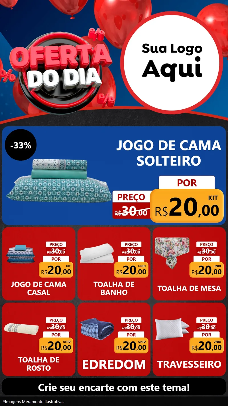 Modelo de Rede Social para Stories com o tema Oferta do Dia para Cama, Mesa e Banho
